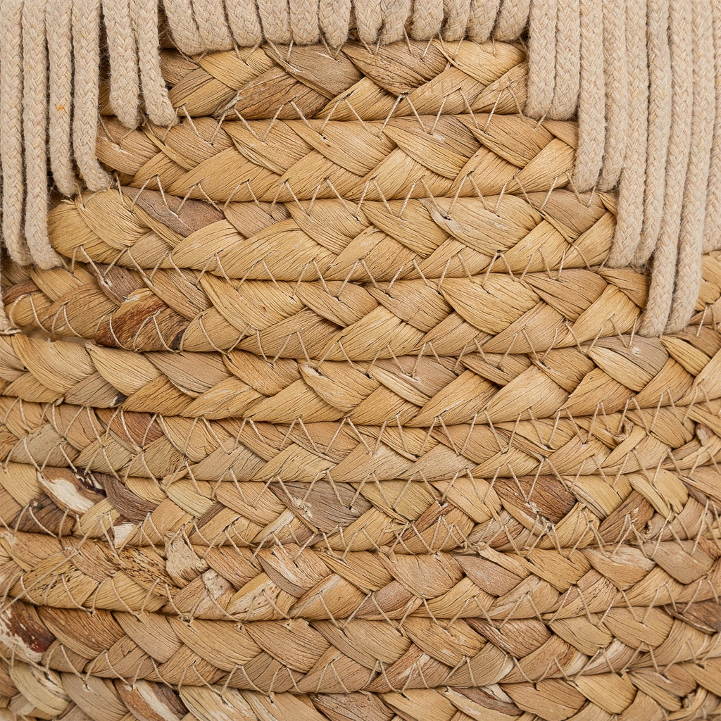 Cesto in fibra naturale e cotone bianco D27x20