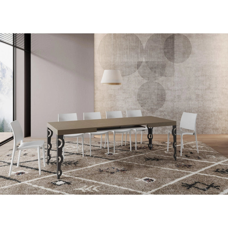 Tavolo allungabile 120/380x90 cm Karamay telaio Antracite - Tortora