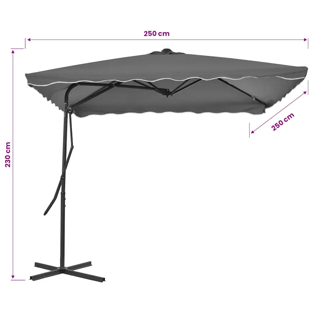Ombrello | Parasolne da Esterni con Palo in Acciaio 250x250cm Antracite