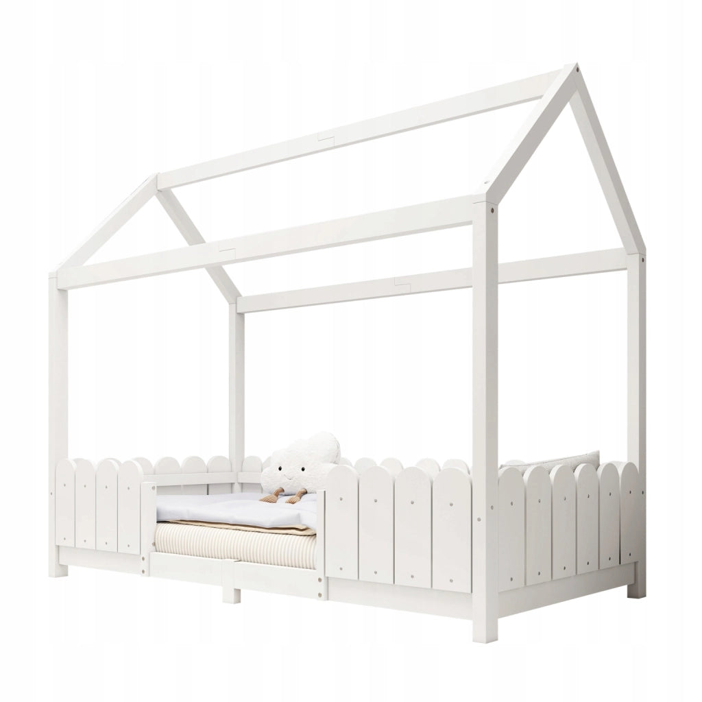 Letto in legno 90x200 - Xylo - Bianco con protezione
