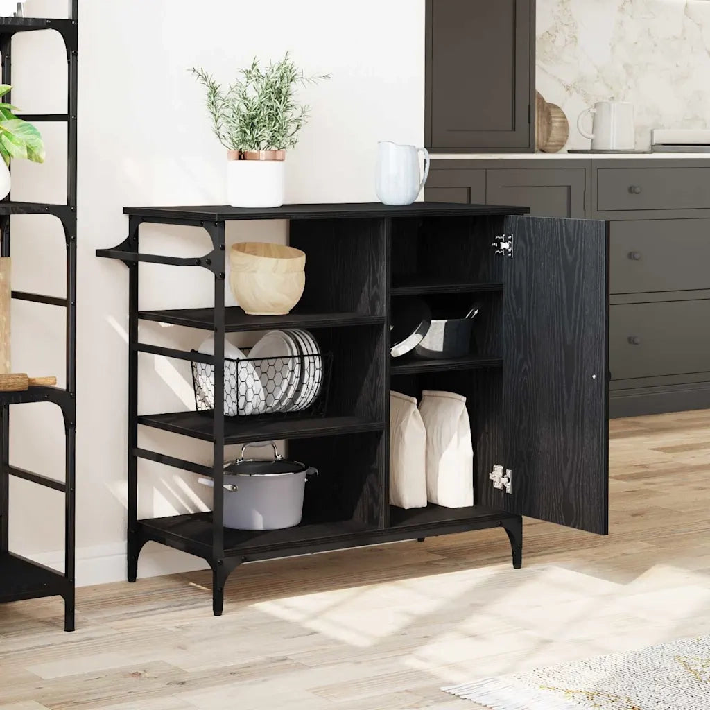Carrello da Cucina Rovere Nero 87,5 x 39 x 84,5 cm 871665