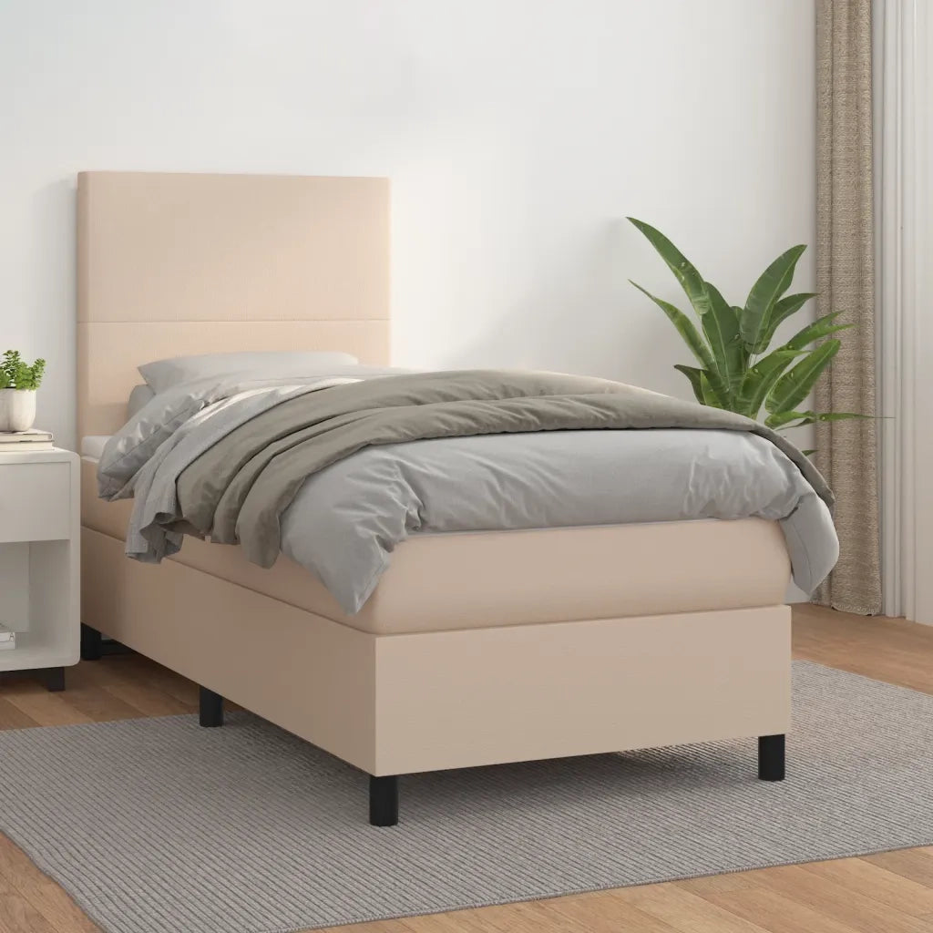 Giroletto a Molle con Materasso-Struttura Letto con Materasso Cappuccino 80x200 cm Similpelle 848778