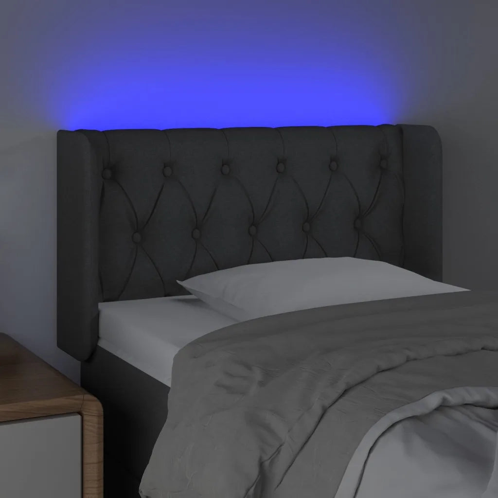 Testiera a LED Grigio Scuro 83x16x78/88 cm in Tessuto