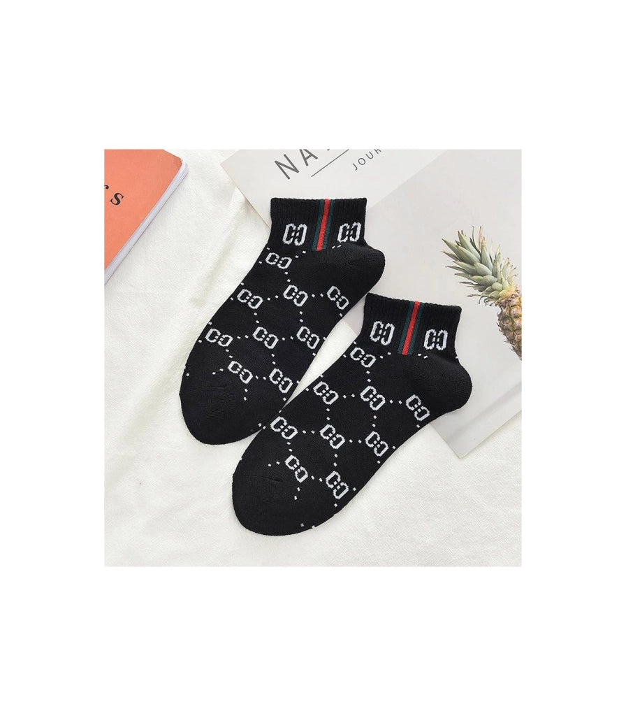 Calzini Bassi in Cotone per Donna e Bambina | Stile Universitario con Motivo Catenine Ricamate | Taglia Unica 34–40 EU