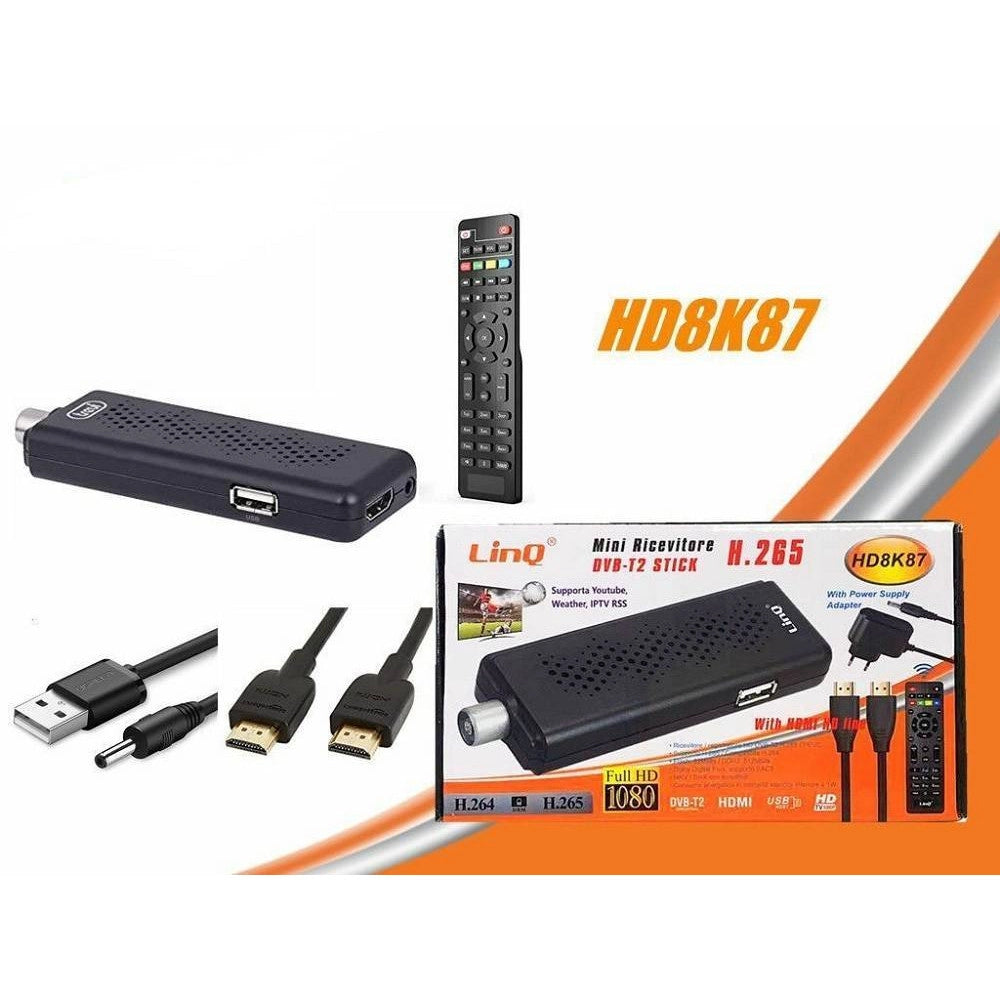 Trade Shop - Mini Decoder Digitale Terrestre Dvb-t2 Dongle Stick Hdmi Hevc H.265 1080p Hd8k87 -