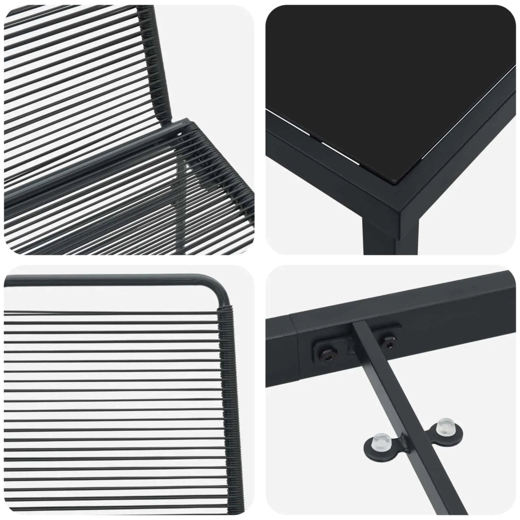 Set da Giardino 5 pz Nero Metallo e Rattan 3422844