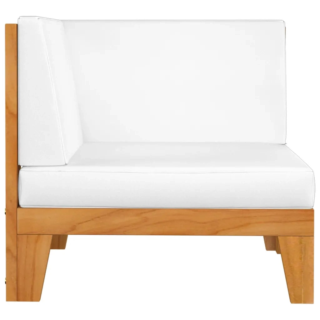 Divano a 2 Posti con Cuscini-Sofa 2 Posti con Cuscini Bianco Crema in Massello di Acacia
