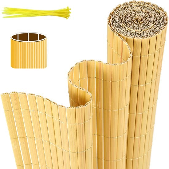Schermo per giardino in PVC da 1,2x4m per la privacy - separazione per giardino e schermo per balcone da 1,2x4m in colore bambù
