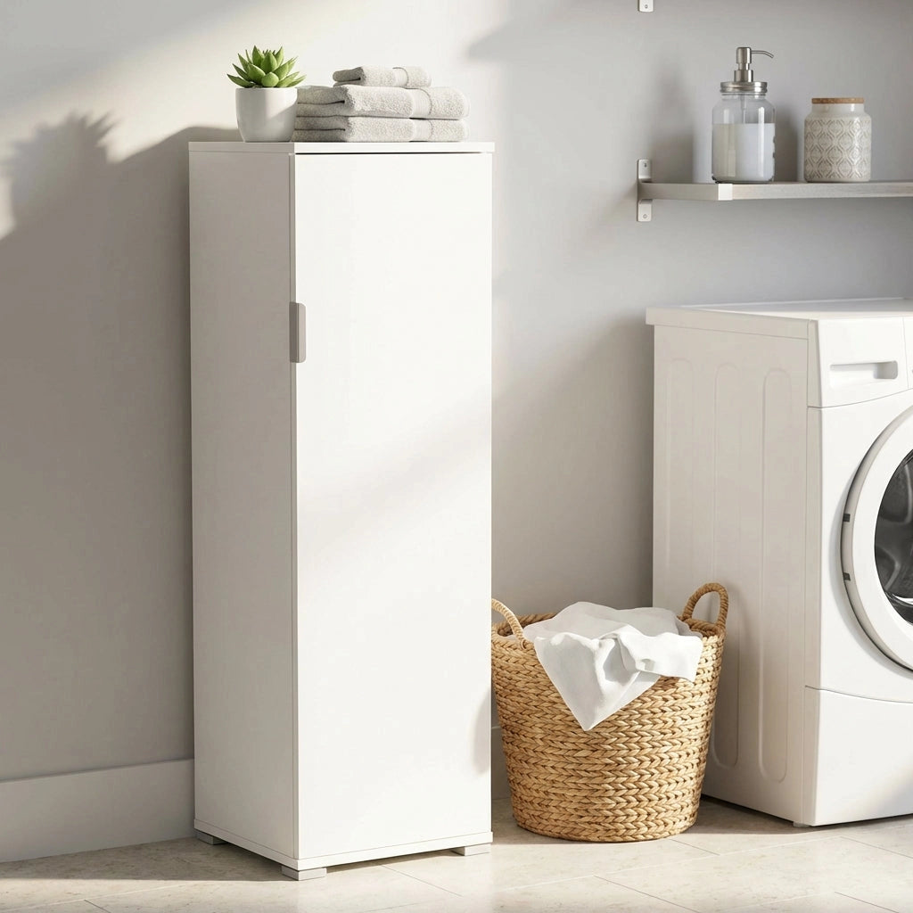 Armadietto da Bagno un anta 4 ripiani in Legno Composito cm 40x33x151 - ZAK