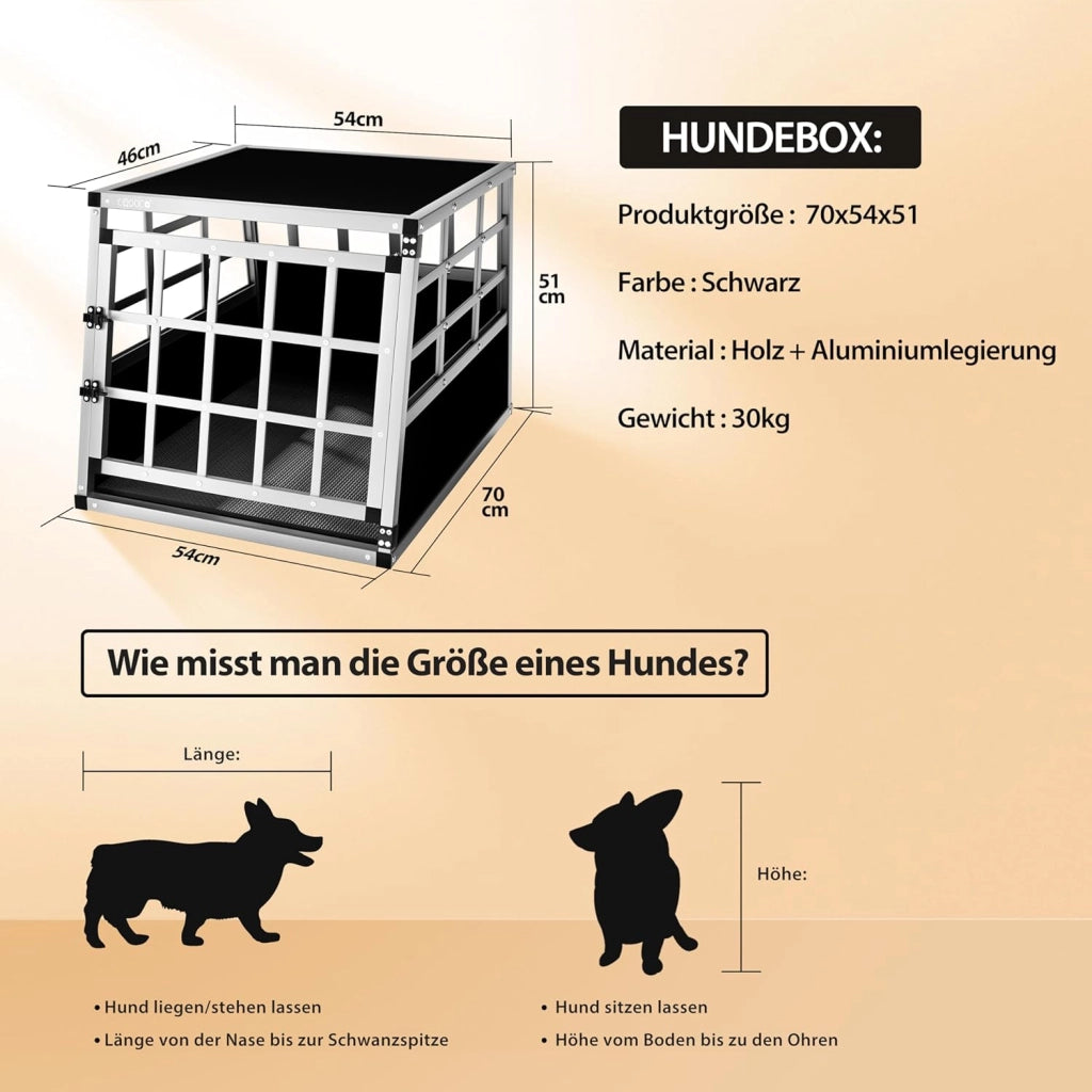 ® Trasportino Cani M 54x70x51cm Richiudibile Alluminio Impermeabile Box Auto Cagnolini