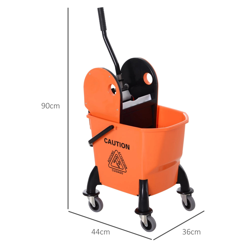 Carrello Pulizie Professionale ¨C Xylo ¨C 26L con Strizzatore e Ruote 44x36x90cm Arancione