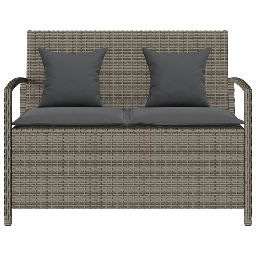 Panca Portaoggetti da Giardino con Cuscino Grigio in Polyrattan 4104213