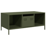 Tavolino da salotto | Tavolino da caff¨¨ | Tavolino da Soggiorno Verde Oliva 101,5x50x43,5 cm Acciaio Laminato a Freddo