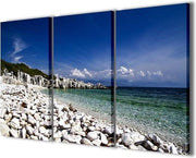 Stampa a tela di paesaggio Corfu Cast Away Island - Decorazione moderna - 3 pannelli - Pronto da inserire - Pronto per l'appendere - 120x90cm