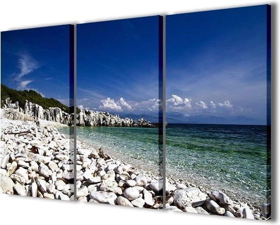 Stampa a tela di paesaggio Corfu Cast Away Island - Decorazione moderna - 3 pannelli - Pronto da inserire - Pronto per l'appendere - 120x90cm