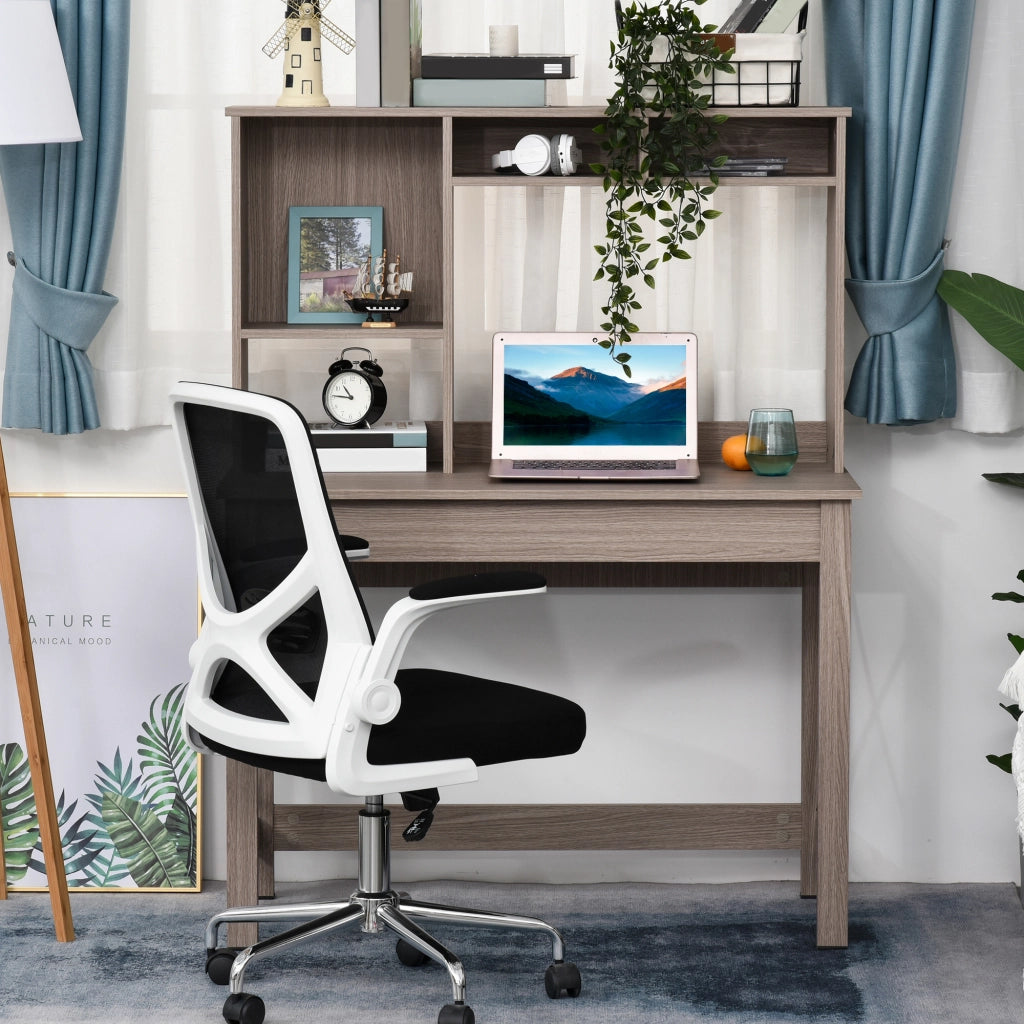 Scrivania con libreria ¨C zephmum ¨C legno, marrone chiaro, 105x50x137.5 cm
