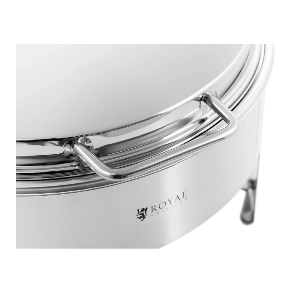 Chafing dish professionale a fondo piatto (acciaio inox 5,8 litri dimensioni contenitore: φ 390 x 65 mm manico cool-touch) 14_0004241