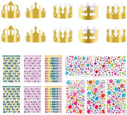 Decorazioni di Carta per Feste - 10 Pezzi di Corona di Festa - Adesivi con Strass - Adesivi Alfanumerici - Attività di Creatività per Bambini - Ideale per Feste Tematiche - Corone di Festa