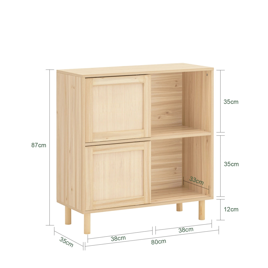 SoBuy Credenza con 2 ante scorrevoli Credenza decorativa Consolle laterale stretta Naturale 80x35x87cm FSB87-N