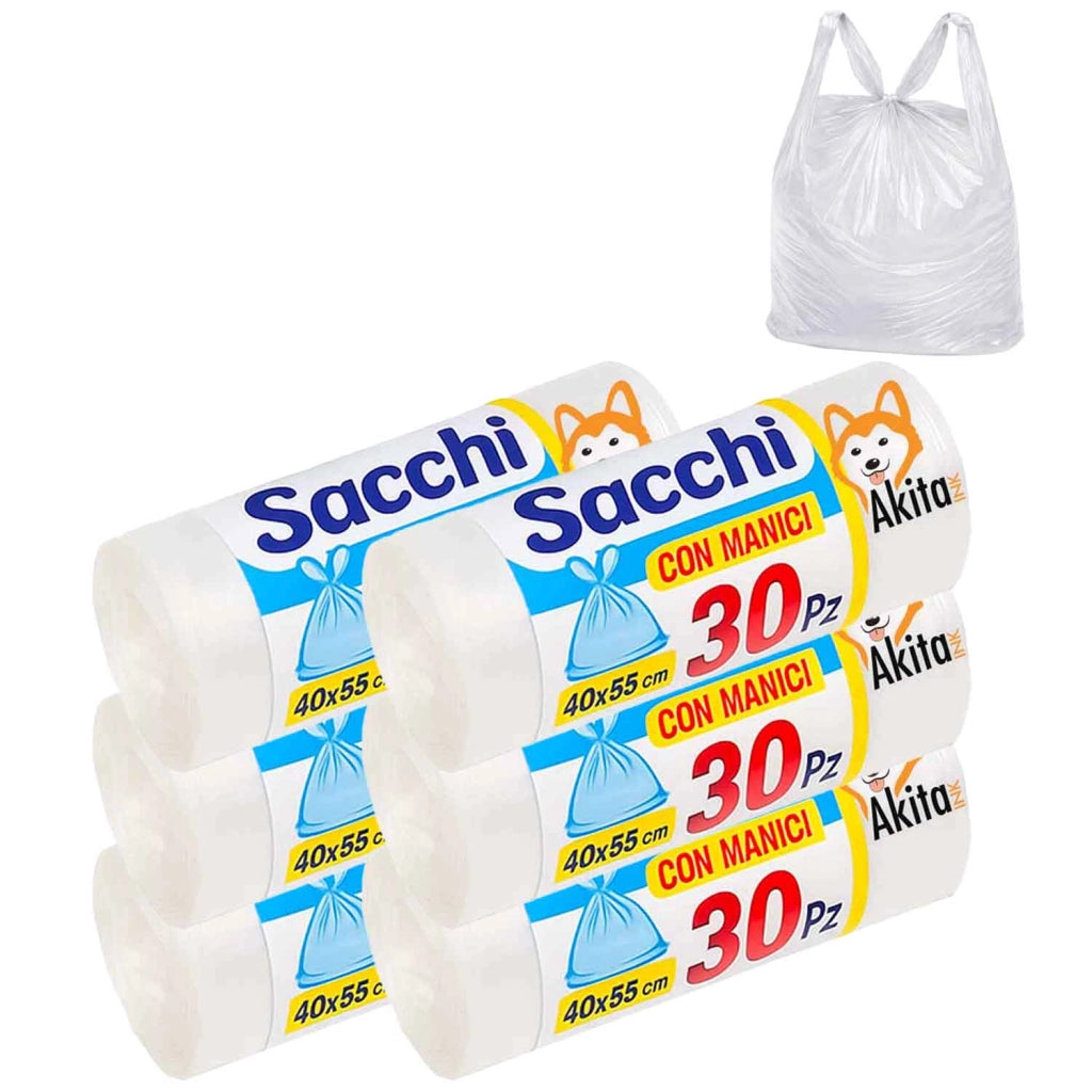 Akitaink Sacchi Spazzatura 40x55 Trasparenti 180 Pz