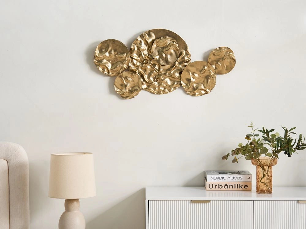 Decorazione da parete in ferro dorato da appendere elemento decorativo verticale e orizzontale stile metallico glamour