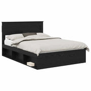 Letto matrimoniale | Letto per adulti | Struttura del letto Nero 150 x 200 cm Pino massello