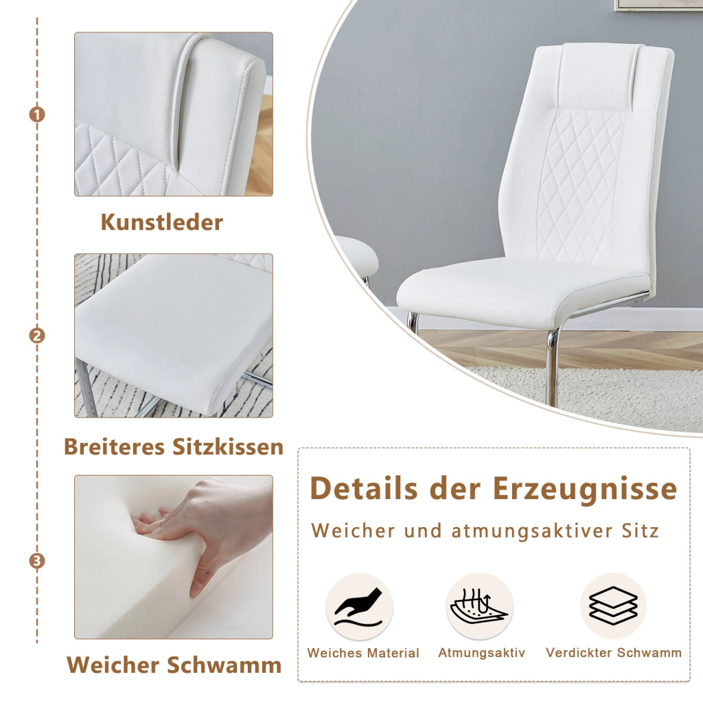 Sedie da Pranzo Scandinave ¨C Xylo ¨C Bianche, Gambe in Metallo, Schienale a Rete, Set 4 Pezzi