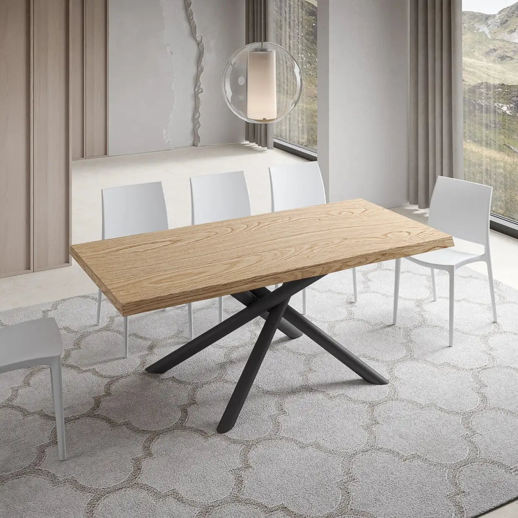 Tavolo fisso 200x90 cm Vindral rovere scortecciato gambe antracite