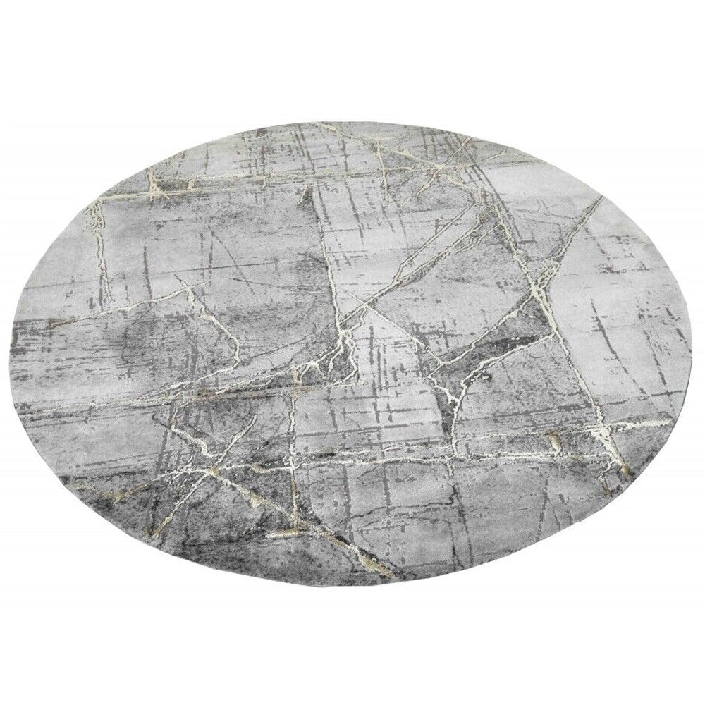 Trade Shop - Tappeto Tondo Effetto Marmo Peluche Pelliccia Elegante Living Camera Letto 90x90 -
