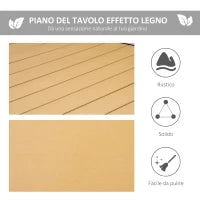 Tavolo da Giardino per 8 Persone in Alluminio, Tavolo da Esterno in Plastica per Terrazzo e Balcone, Nero e Color Legno