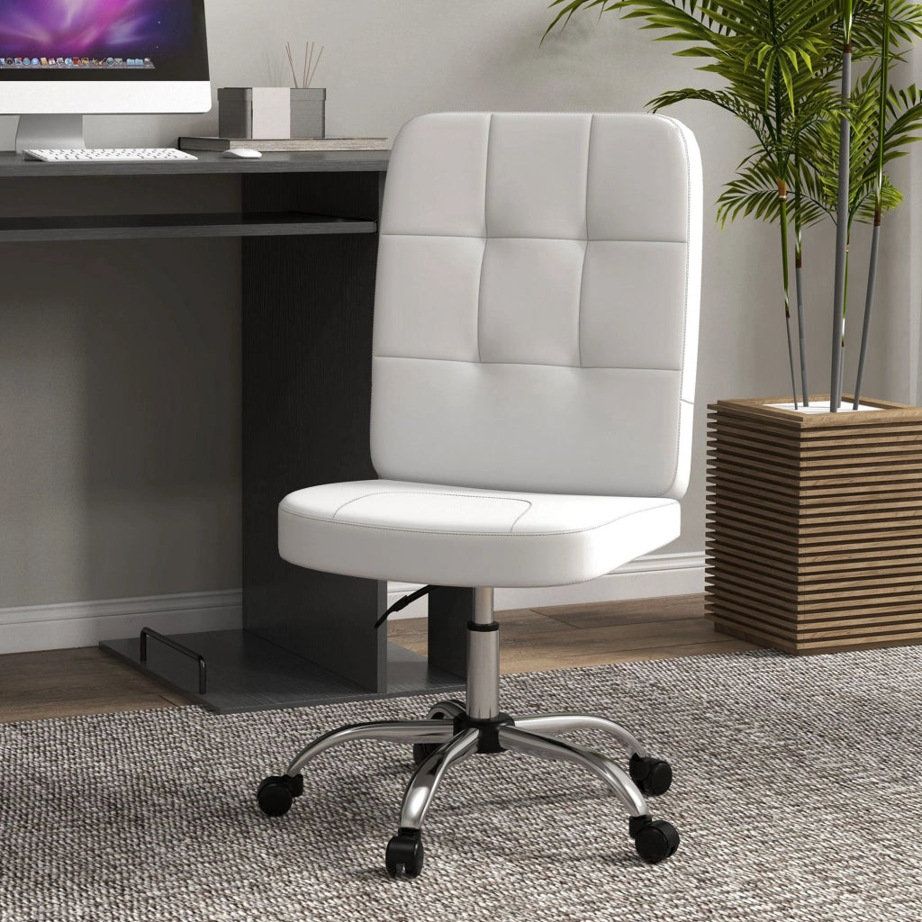 Sedia da Ufficio Girevole in Similpelle ¨C zephmum ¨C Bianco 45x59x90-100 cm