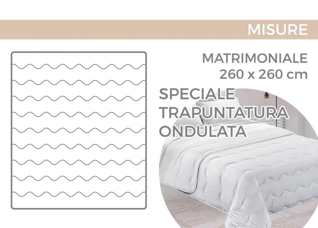 Trapunta Piumone Invernale Imbottita 300gr Microfibra Diadema Quadri - 2 Piazze - D9 Marrone