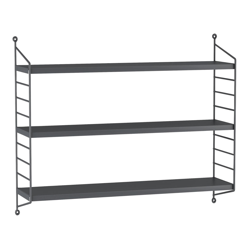 Set di 3 Scaffali da Parete Strängnäs a 3 Ripiani Regolabili  50 x 60 x 15 cm Acciaio Grigio scuro [en.casa]