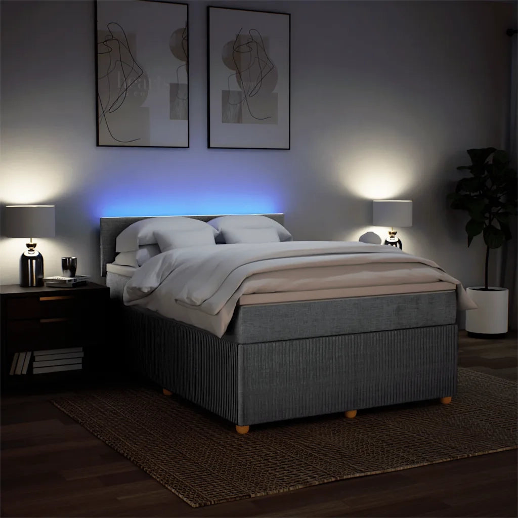 Giroletto a Molle con Materasso Grigio Chiaro 140x190cm Tessuto