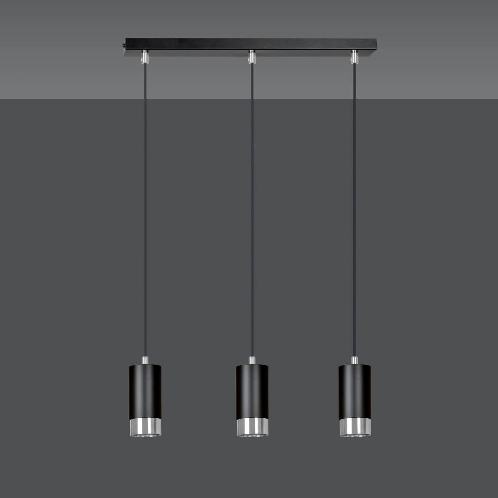 Lampadario Emibig Fumiko 3 luci GU10 nero/cromo dimmerabile