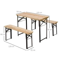 Set Birreria 1 Tavolo (120x50cm) 2 Panche (120x25cm) in Legno di Abete