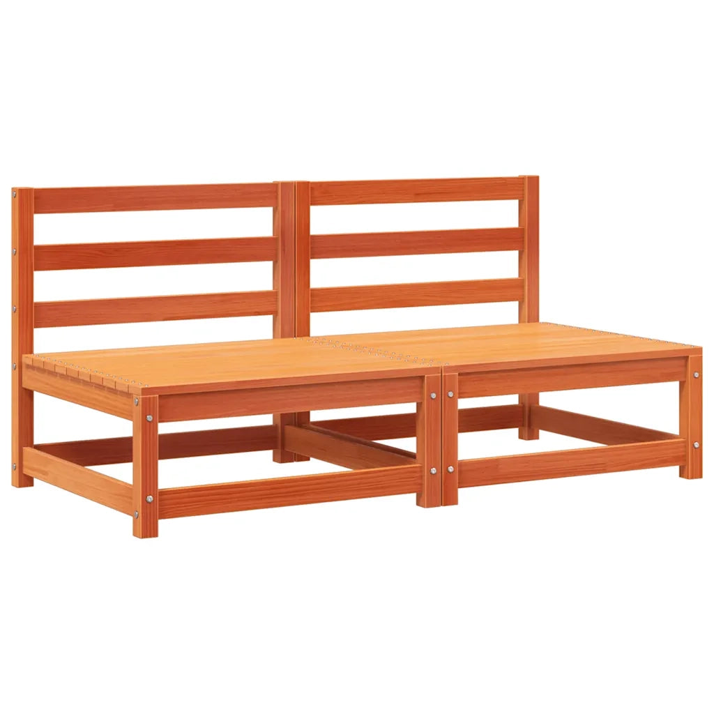 Divano da esterno-Divani Senza Braccioli Giardino 2pz Marrone Cera 70x70x67 Pino