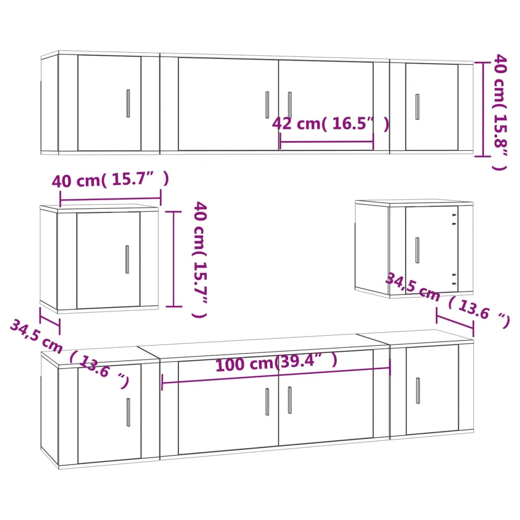 Set Mobili Porta TV 8pz Grigio Sonoma in Legno Multistrato 3188676