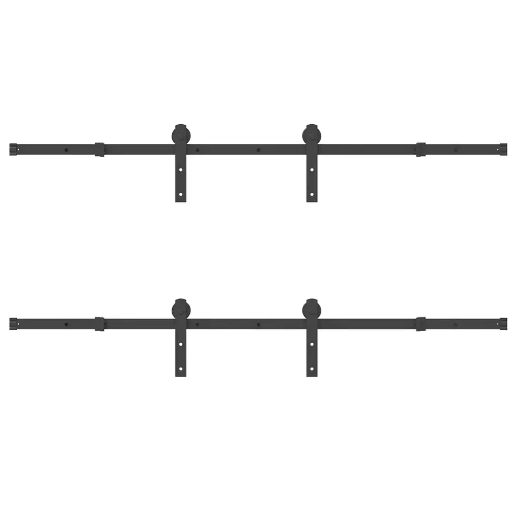 Kit di Binari per Porte Scorrevoli 366 cm Acciaio Nero CFW6079657