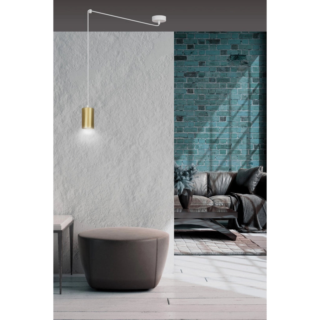 Lampada a sospensione TRAKER in acciaio bianco e oro