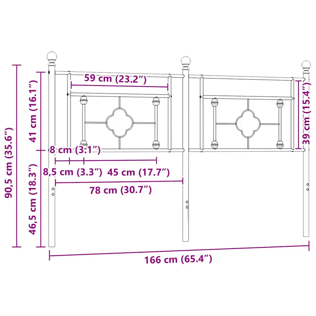 Testiera in Metallo Bianco 160 cm