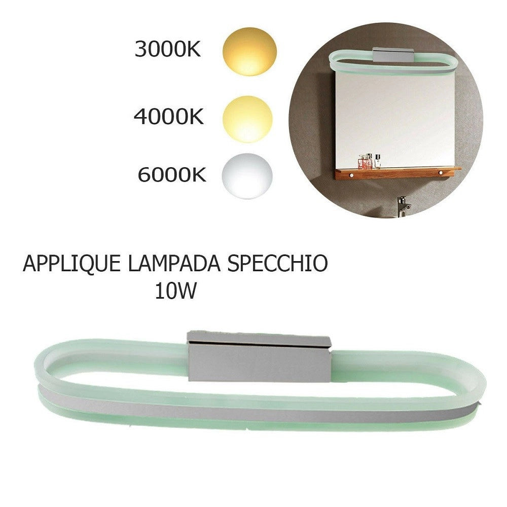 Trade Shop - Applique Lampada Moderno Da Parete Muro Specchio 10w Bagno 50 Led 2835 Smd Luce -