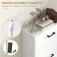 Scarpiera Moderna con 3 Cassetti Ribaltabili per 15 Paia di Scarpe e Ripiano Regolabile, 54x24x117.5cm, Bianco
