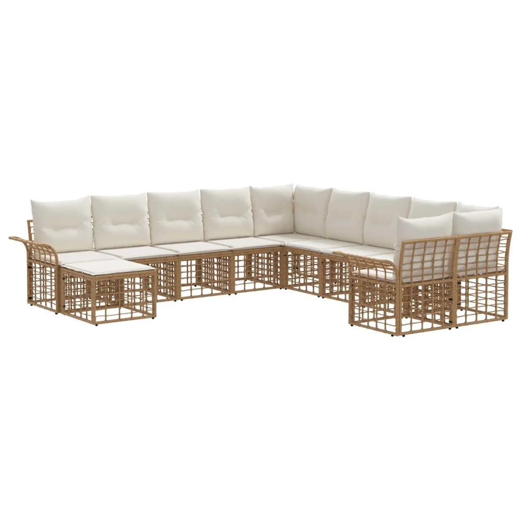 Set di divani da esterno 11 pcs Naturale e Bianco Crema
