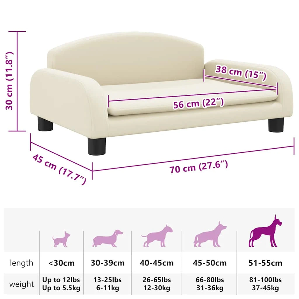 Cuccia per cani a forma di cesto comoda 70 x 45 x 30 cm in similpelle color crema 02_0042822