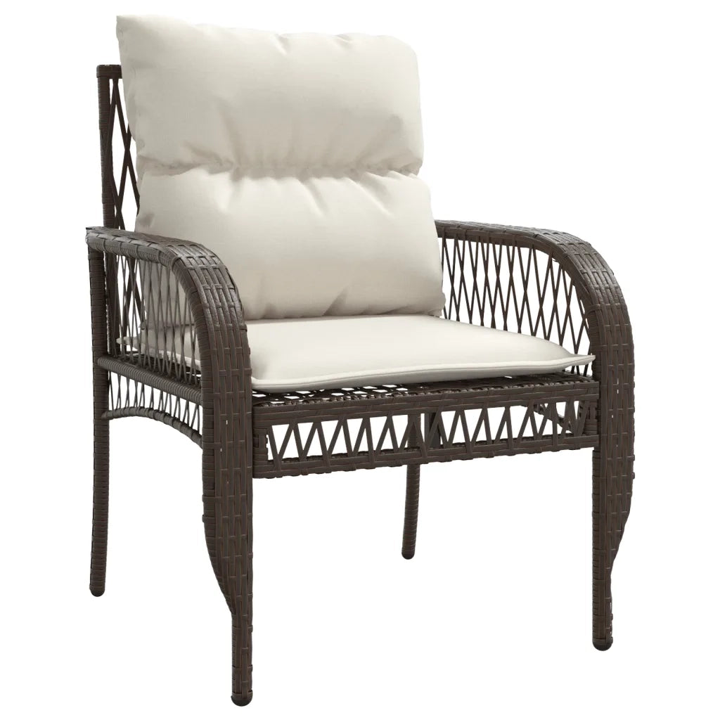 Set Divano da Giardino 4 pz | Set Salotto da Giardino con Cuscini Marrone in Polyrattan