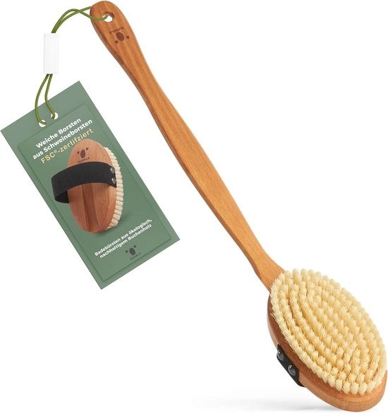 Spazzola corpo sostenibile in legno e peli naturali - morbida (setole di maiale)