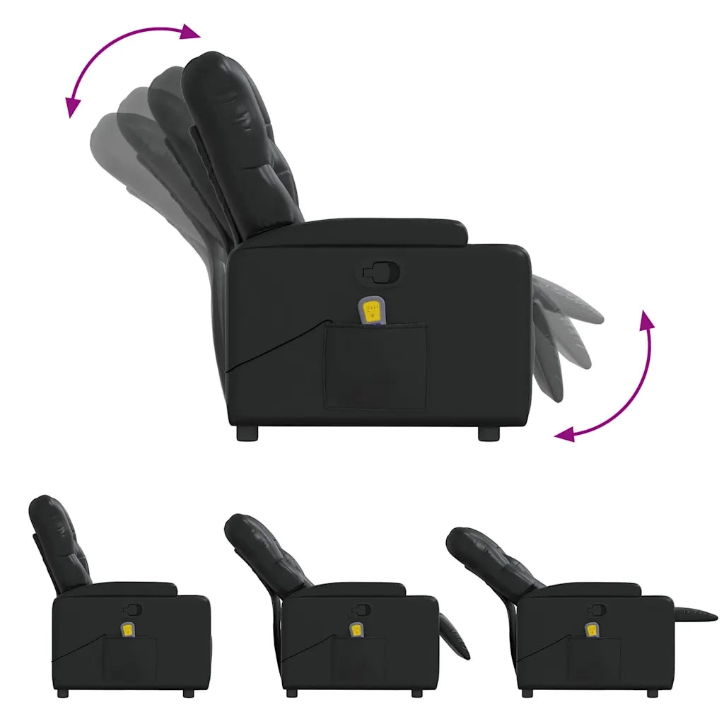 Poltrona Massaggiante Reclinabile Nera in Similpelle 372510