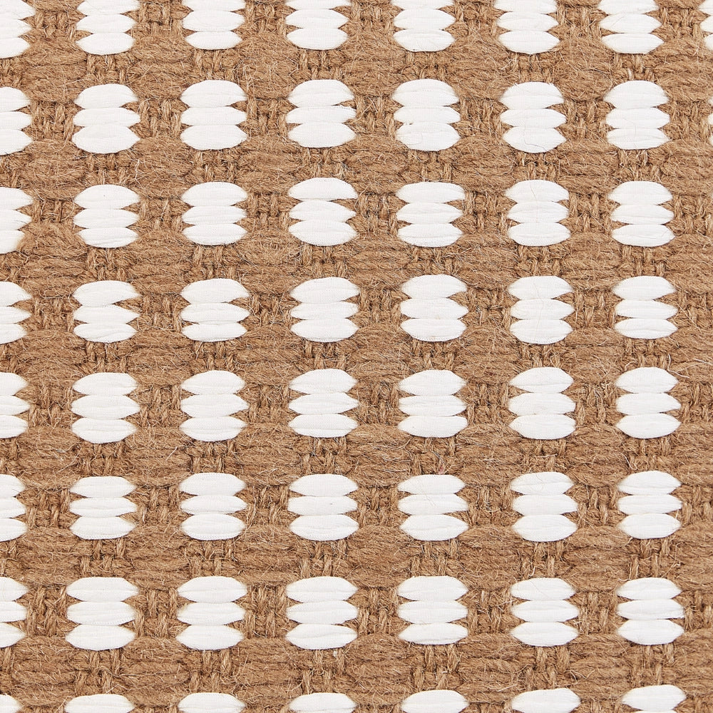 Pouf poggiapiedi tessuto a mano in cotone e lana beige 50 x 50 x 30 cm soggiorno camera da letto