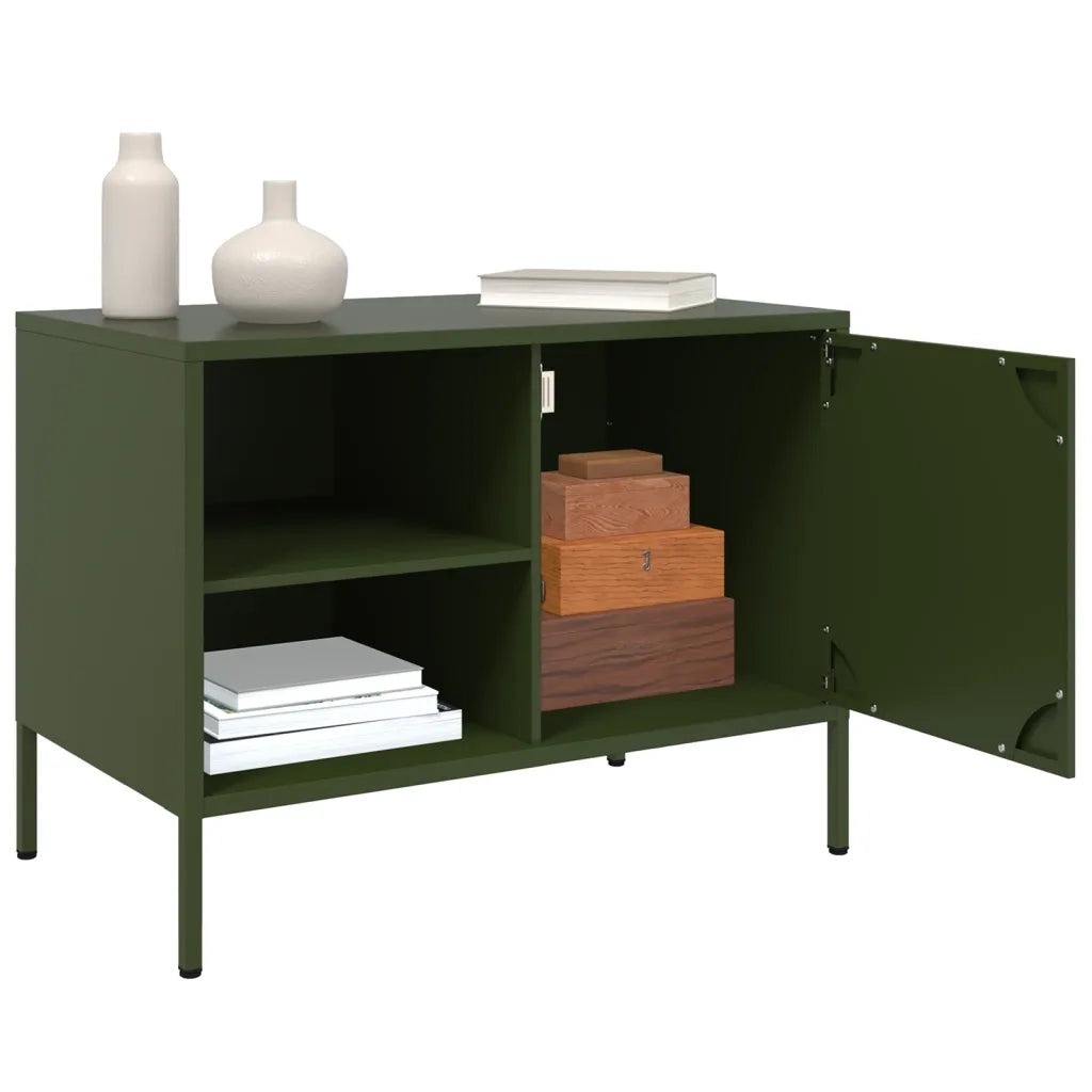 vidaXL Mobili TV 2pz Verde Oliva 68x39x50,5 cm in Acciaio